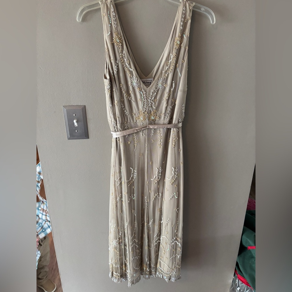 Elegant Cream Embellished Dress